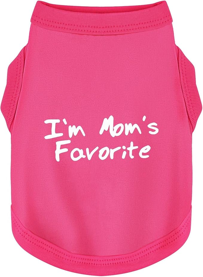 Cozy Sleeveless Canine Wear Dog Clothes, Soft, Lightweight, and Breathable Cotton Dog Shirt with I'm Mom's Favorite Print.Vest Tank Top Ideal for Small, Medium, and Large Breeds Rose Red 2XL