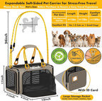 PAWZIDEA Expandable Pet Carrier TSA Airline Approved, 18″×11″×11″ Soft-Sided Top-Load Carriers for Small Dog & 2 Cats Under Seat, Collapsible Puppy & Animal Travel Bag Up to 18lbs, ID Card, Chew-Proof