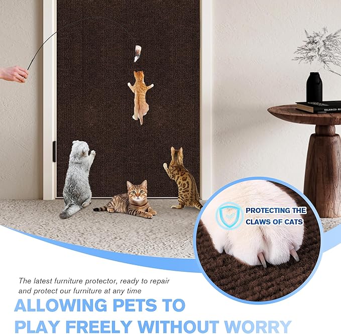 Cat Scratch Mat 5Pack,39.3"x15.7" Cat Scratching Mat Self-Adhesive Carpet Mat Trimmable, Cat Wall Shelves, Cat Scratcher Board,DIY Furniture Protecting Furniture Protector Sofa