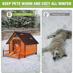GUTINNEEN Large Heated Dog House Outdoor Insulated Dog Kennel Weatherproof Dog Shelter with Safe Heating Pad, Chew-Proof Metal Frame, Thermal Liner for Large Dog Breeds, 37.4" L x 50.9" D x 37.2" H