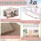 2 Story Cardboard Cat House with Scratcher Pad for Small Kitten,17x12x10 Multi Level Durable Cat Condo & Villa for Bunny Rabbit Small Animals Christmas Birthday Gift(17x12x10,Cottage)