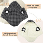 Fleece Lining Dog Hoodie for Large Dogs Extra Warm Plaid Sweater with Drawstring Hooded Coats in Winter Doggie Jacket,Black XXXL