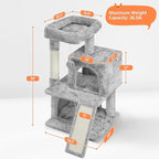 Yaheetech Cat Tree for Indoor Pets, 36in Tower Condo w/Extra Large Perch, Scratching Posts, Board, Dangling Ball, Play Structure for Kittens & Adult Cats, Light Gray