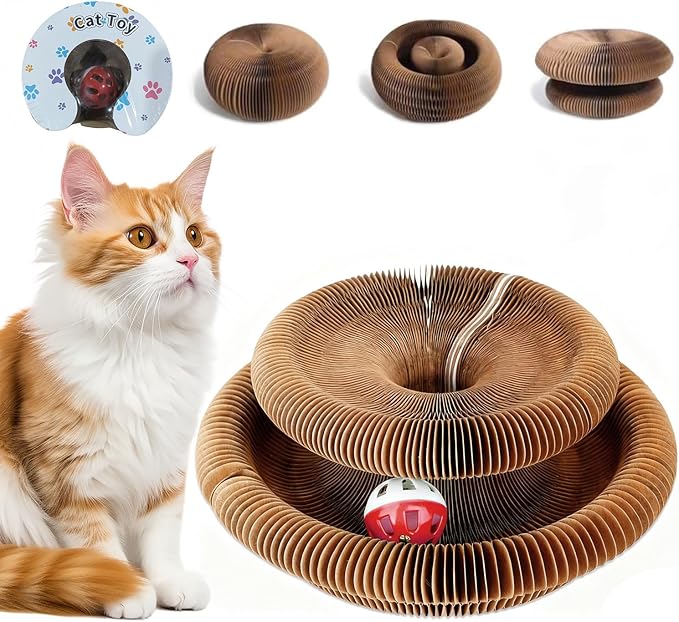 Cat Toy, Cat Scratchers for Indoor Cats Magic Organ Foldable Cardboard Cat Scratcher Kitten Toy Interactive Relieve Boredom and Exercise Brown (Brown, 8XL)