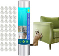 Anti Cat Scratch Furniture Protector, 190" x 12" cat Scratch Deterrent for Furniture,Self Adhesive Anti Pet Deterrent Sofa Cover Clear PET Protective Film with 40 Twist Pins