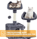 Topeakmart Cat Tree, 82.5in Climbing Tower with 2 Kitten-Ear-Style Top Perches, Hammock, Basket, Scratching Posts, Multilevel Pet Furniture Activity Center for Indoor Felines, Dark Gray