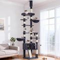 Hey-brother Cat Tree, 98.4-110.2 Inches Floor to Ceiling Cat Tree-Adjustable Height, Tall Cat Climbing Tower for Cats Large Adult with Scratching Post, Cat cando, Smoky Gray 0MPJ091G