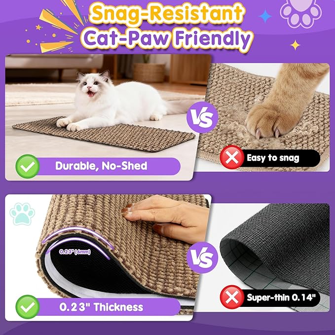 Wall Cat Scratcher for Indoor Cats,23.6x11.8”Corner Cat Scratcher,Cat Scratch Pad Furniture Protector for Door & Wall,Couch, Durable Cat Scratching Board Easy Mount(Deep Brown, 23.6”x11.8”)