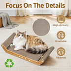 Modern Cat Scratcher Pad Cardboard for Indoor, 23.8" Scratching Lounger Board with Ball Track for Kittens & Large Cats, 3 in 1 Floor Horizontal Bed for Furniture Protection