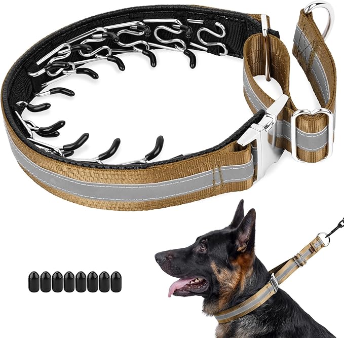 Mayerzon Martingale No Pull Collar for Large Medium Dogs, Patented Dog Walking Training Collar for Pulling, 1.5'' Wide Alloy Buckle, Neoprene Padded, Adjustable, Reflective, Easy to Use(XL, Brown)