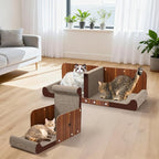 34 Inch Cat Scratcher Bed, Upgraded Cardboard Scratching Pad, Extra Large Cat Scratchers for Indoor Cats, Convertible Vertical Cat Scratching Board Furniture Protector