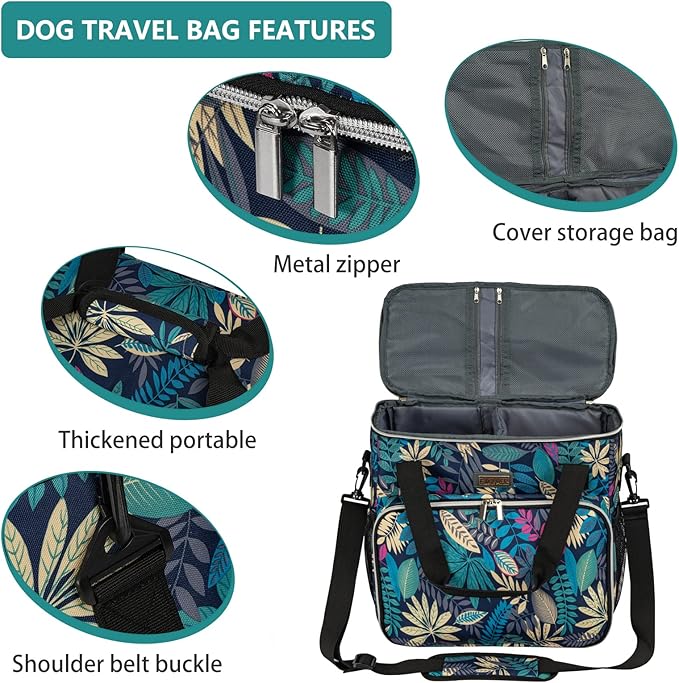 BAGLHER Dog Travel Bag, Pet Travel Bag (ALL Pet Travel Supplies), With 2 Pet Food Containers and 2 Collapsible Silicone Bowls; Essential Kits for Travel Hawaii