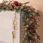 Gold Christmas Bells for Decorations: Vintage Bells Metal Decorative Bells with Jute Hanging Rope - Rustic Bells Small Cow Bell for Christmas Wreath Garland Tree Party Door Wedding Staircase