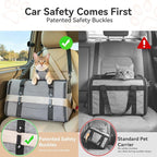 PETSFIT Soft-Sided Cat Carrier with Patented Safety Buckles, Lockable Zippers & Safety Tether,Escape-Resistant Travel Pet Carrier for Car Rides & Vet Visits, Airline Approved Under-Seat, Up to 12 lbs