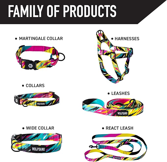 Wolfgang Heavy Duty Dog Leash, Pull-Tested for Walking & Training, FuzzyTails Print, Large