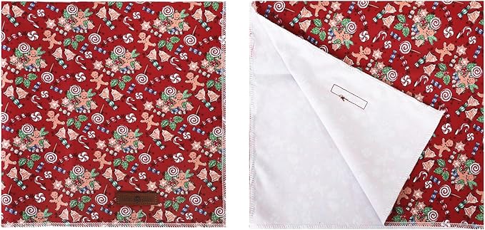 lionet paws Christmas Dog Bandana,Christmas Gingerbread Man Fabric Dogs Kerchief for Medium Large Dogs,Dog Cotton Red Triangle Bibs Scarf for Girl Boy