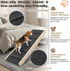 2026 Upgraded Foldable Dog Ramp for Couches, Wooden Small Dog Ramp for Sofa - 4 Adjustable Heights (12"-19"), Portable, Stable & Non-Slip, Wood