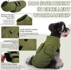 Queenmore Large Dog Sweaters, Soft Fleece Vest Pullover Dog Jacket with Leash Hole, Warm Winter Dogs Clothes Cold Weather Doggy Dachshund Sweater for Large Dogs Cats Boy or Girl (Army Green, L)