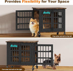 EasyCom Heavy Duty Dog Kennel Indoor with Name Tag, 27" Dog Crate Furniture for Small Dogs, Double-Doors Sturdy Metal Dog Cage for Anxiety Dog