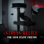 Gothic Cat Tree-Spooky Cat Tree with Coffin Bed,Cat Condo,Thick Scratching Post for Halloween