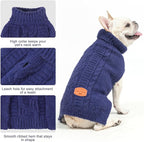 BEAUTYZOO Small Dog Sweater -Turtleneck Knitted Dog Sweaters for Dogs Puppy Girls Boys, Winter Dog Clothes Cable Knitwear with Leash Hole, Dog Christmas Sweater Pullover Sweatshirt for S M Pet Apparel