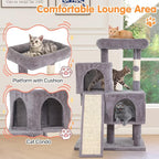 Cat Tree 36-Inch Cat Tower with Scratching Post Multi-Level Cats Condo with Ramp,Large Perch,Dangling Ball,Pet Play Tower for Kittens & Adult Cats(Ashy)