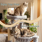 71" Tall Cat Tree for Indoor Cats, Multi-Level Cat Tower with Condo, Hammock & Top Perch, Sturdy Cat Activity Center with Scratching Posts, Soft Faux Fur Cat Furniture, Light Grey