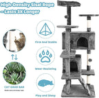 Cat Climbing Tower, Cat Jumping Platform Space Saving Cat Condo Pet Play House for Indoor Cats, 54", Ashy