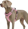 Funfox Dog Harness No Pull, Adjustable Pet Vest Harness, Super Soft Material with Vertical Handle Easy Control, Reflective Night Walking, 2 Leash Clips for XLarge Dogs, Pink, XL