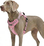 Funfox Dog Harness No Pull, Adjustable Pet Vest Harness, Super Soft Material with Vertical Handle Easy Control, Reflective Night Walking, 2 Leash Clips for XLarge Dogs, Pink, XL