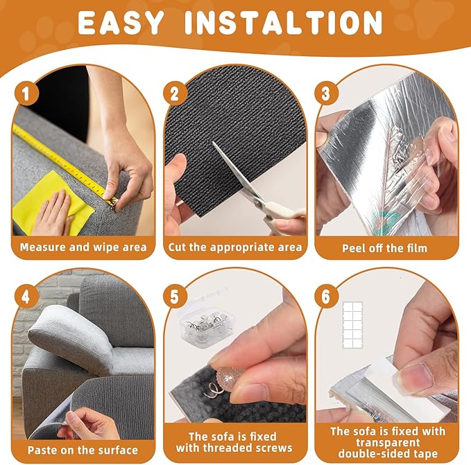 2pack Cat Scratch Couch Furniture and Wall Protector | Adhesive Cat Scratch Pad for Covering Cat Tower, DIY Climbing Cat Scratcher Couch Protector from Cat Claws Scratching (Dark Gray)
