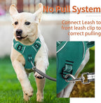 HEELE Dog Harness for Medium Dogs No Pull Dog Vest Harness with Soft Padded Handle Reflective for Outdoor Training, Grass Green, M