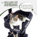 MUTICOR 66 Inches Multi-Level Large Cat Tree Tower for Indoor Big Feline/Cozy Plush Perches/Condo/Sisal Scratching Posts/Hammock and Baskets/Activity Center Play House/Wide Base/Dark Grey