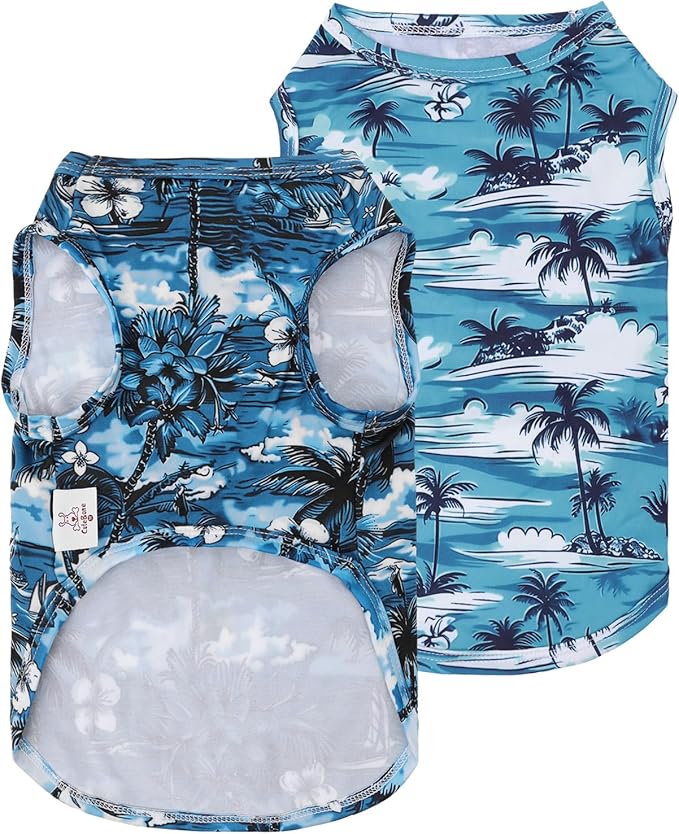 CuteBone Dog Shirts 2-Pack Soft Pet Clothes Breathable Summer Vest for Small Puppy and Stretchy Cat Apparel 2BX19S
