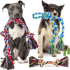 Tough & Strong Dog Toy for Aggressive Chewers – Tough Chew Toys for Large Dogs, Ideal for Tug-of-War & Teeth Cleaning, with 3 Rope Toys & 2 Dog Bags