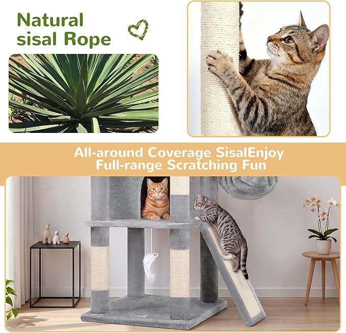 Globlazer 80 Inch Heavy Duty Cat Tree for Large Cats,F80H (Light Gray, 80 Inch)