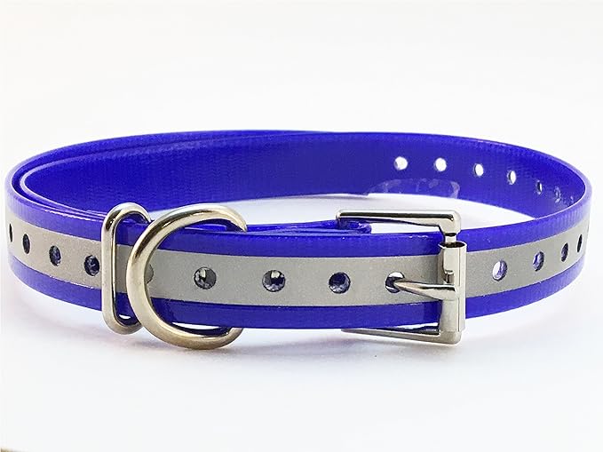 Replacement Strap for Garmin Collars - 3/4" Wide Ultra-Durable Dog E-Collar Replacement for Training, Bark, Shock, Electric, and GPS Collars - 28" Adjustable LengthGarmin (Reflective Blue)