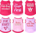 Jexine 6 Pack Chihuahua Dog T Shirt Girl Dog Puppy Clothes Breathable Outfit Pet Costume Summer Cat Clothes Dachshund Puppy Accessories Printed Shirts(Large)