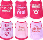 Jexine 6 Pack Chihuahua Dog T Shirt Girl Dog Puppy Clothes Breathable Outfit Pet Costume Summer Cat Clothes Dachshund Puppy Accessories Printed Shirts(Large)