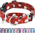 Christmas Reflective Martingale Collar for Dogs with Quick Release Buckle Holiday Dog Collars (Red Snowman, Medium)