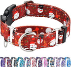 Christmas Reflective Martingale Collar for Dogs with Quick Release Buckle Holiday Dog Collars (Red Snowman, Medium)