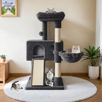 HOOMIC 36" Cat Tree for Indoor Kitty, Multi-Level Condo with Sisal Scratching Posts and Board, Cozy Hammock, Padded Plush Perch for Kittens, Dark Grey