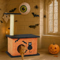 33" Halloween Cat Tree with Spacious Cat Condo, Small Cat Tower for Indoor Cats with Large Platform, Sisal Scratching Post - Spooky Cat Furniture for Small to Medium Cats, Orange & Black