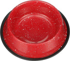 Neater Pet Brands - Outdoor Camping Style Pet Bowl - Enamel Ware Blue Black Granite Colors - Dog Cat No Tip Skid Bowls (64 oz, Red)