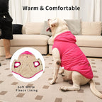 Fleece Lining Extra Warm Dog Hoodie in Winter for Large Dogs Jacket Pet Coats with Hooded Pink XXXL