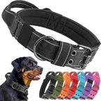Tactical Dog Collar with Control Handle, Military Adjustable Pet Collar Reflective Heavy Metal Buckle Dog Collar, Soft Nylon Training Collar for Medium Large Dogs (Black, Medium)
