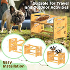 Elevated Dog Bowls, Adjustable Raised Dog Bowl Stand for Medium and Small Pet, 11" High Bamboo Pet Food Feeder with 2 Stainless Steel Dishes（4 Heights）