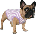 iChoue French Bulldog 100% Breathable Cotton Striped T Shirts Halloween Vest Clothes for Medium Dogs Tank Tops Frenchie Pug English Boston Terrier Pitbull Purple White Stripes - Large Plus