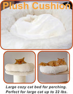Plush Cat Bed for Large Cat Tree Cat Tower, 17.7"x 17.7"