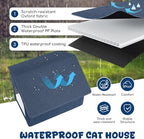 Outdoor Cat House Weatherproof, Insulated Cat Dog Houses for Outdoor/Indoor Cats for Winter, Waterproof Feral Stray Cat Shelter with Warm Cushion for All Seasons, Easy to Assemble, Navy Blue